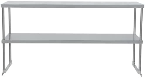 Empura 72" Wide Double Deck Stainless Steel Table-Mount Overshelf with Mounting Bracket | Prep Work Table Rack Shelve for Restaurant Garage | 1.5" Thick Shelf Deck, 72"W x 12"D x 32"H, 18 Gauge, NSF