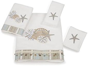 Avanti Linens- Washcloth, Soft & Absorbent Cotton Towel (By the Sea Collection, White)