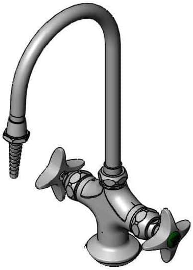 T&S Brass BL-5704-03 Swivel Gooseneck Serrated Tip Mixing Faucet with 4-Inch Spreader Assembly