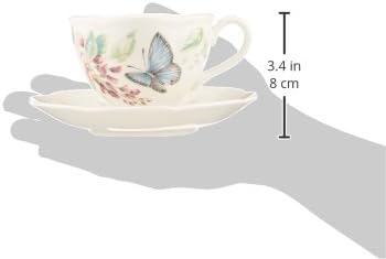 Lenox Porcelain Meadow Cup and Saucer, 1.3 LB, Blue Butterfly