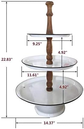 A&B Home Metal 3 Tier High Tea White Decoration Metal Catering Party Tray Display Stand for Kitchen Dining Room D 14" x 23.5"