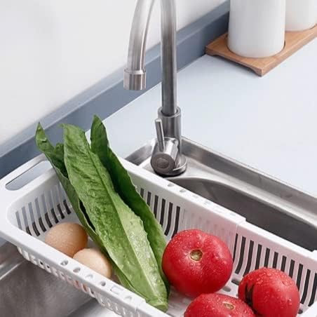 Kitchen Storage Rack Kitchen Retractable Sink Vegetable Basket Hollow Fruit And Vegetable Cleaning Basket Multifunctional Sink Vegetable Drain Basket Storage Shelves (Color : Gold) (Gold)