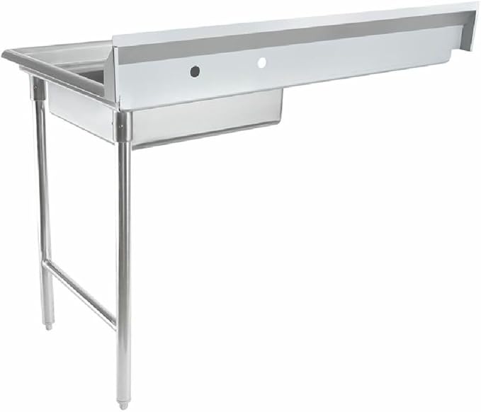 Empura 48" Wide Stainless Steel Soiled Dishtable, Undercounter Right Hand Side Commercial Worktop Table for Restaurant Diner Cafeteria Kitchen, 7.5" Backsplash, 48" W x 30" D x 41.5" H, 16-Gauge, NSF