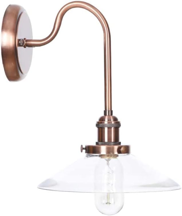 Wall Lamps, Nordic Creative Iron Sconce Lighting with Switch, Clear Glass Lampshade Metal Wall Lights for Bedroom Living Room(Color:F)