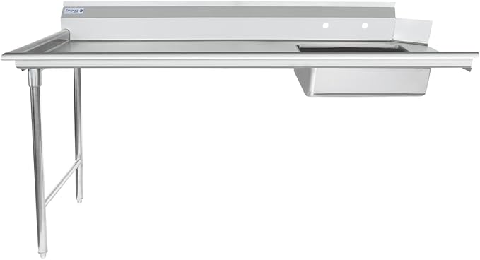 Empura 72" Wide Stainless Steel Soiled Dishtable with Backsplash | Straight Design Left Hand Side Commercial Worktop table for Restaurant Diner Cafeteria Kitchen | 72"W x 30"D x 41.5"H, 16 Gauge, NSF