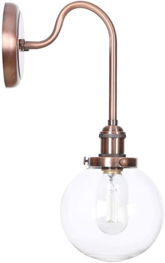 Wall Lamps, Nordic Creative Iron Sconce Lighting with Switch, Clear Glass Lampshade Metal Wall Lights for Bedroom Living Room(Color:D)