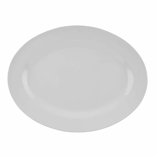 G.E.T. OP-2280-W Black 22.5" x 8”, Oval Platter, Break Resistant Dishwasher Safe Melamine Plastic, Milano White