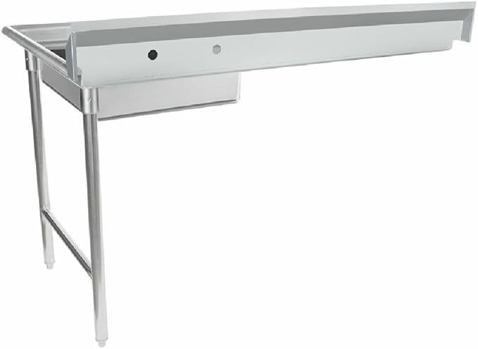 Empura 60" Wide Stainless Steel Soiled Dishtable, Undercounter Right Hand Side Commercial Worktop Table for Restaurant Diner Cafeteria Kitchen, 7.5" Backsplash, 60" W x 30" D x 41.5" H, 16-Gauge, NSF