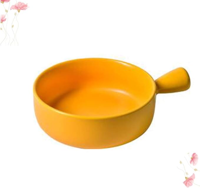 CALLARON Stoneware Plate Round Baking Dish Yellow Salad Plate Oven Safe Kitchen Supplies Easy to Clean