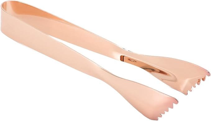 Ice Tongs Food Grade Thicken Stainless Steel Prevents Slipping Sugar Food Tweezers for Home Kitchen Bar Mirror Ice Bucket Party Coffee Bar (Copper Plated)