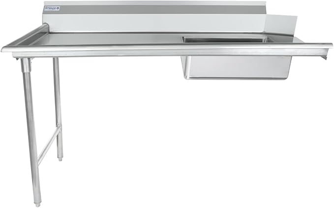 Empura 60" Wide Stainless Steel Soiled Dishtable with Backsplash | Straight Design Left Hand Side Commercial Worktop table for Restaurant Diner Cafeteria Kitchen | 60"W x 30"D x 41.5"H, 16 Gauge, NSF