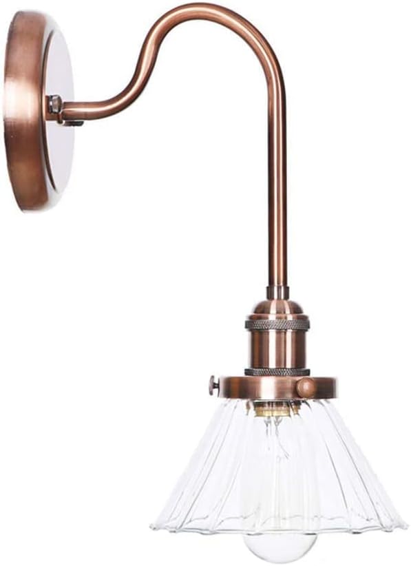 Wall Lamps, Nordic Creative Iron Sconce Lighting with Switch, Clear Glass Lampshade Metal Wall Lights for Bedroom Living Room(Color:A)