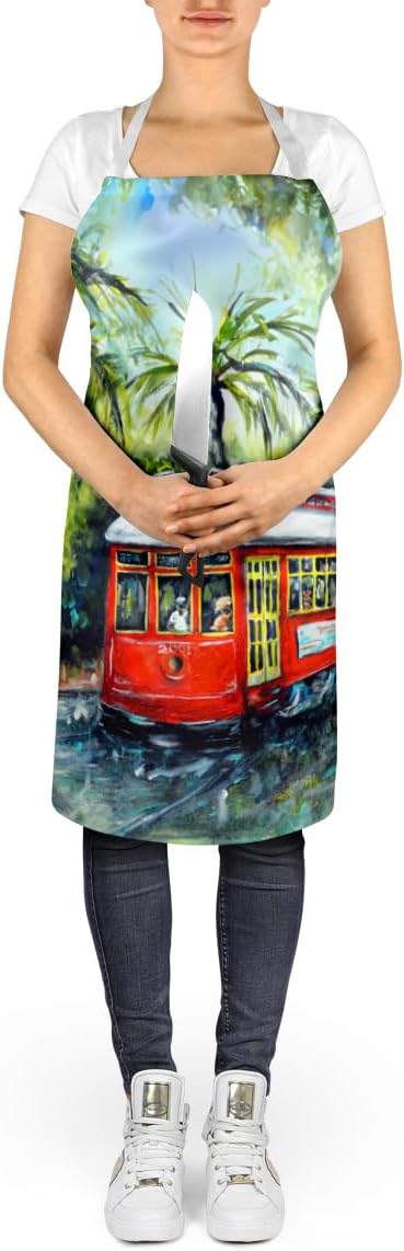 Caroline's Treasures Little Red Street Car Apron Cooking Kitchen Server Baking Crafts Gardening for Adult Women Men, Unisex, Large, Multicolor