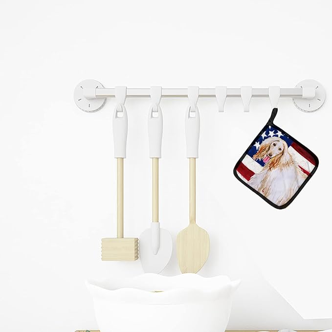 Caroline's Treasures BB9702PTHD Afghan Hound Patriotic Pair of Pot Holders Kitchen Heat Resistant Pot Holders Sets Oven Hot Pads for Cooking Baking BBQ, 7 1/2 x 7 1/2