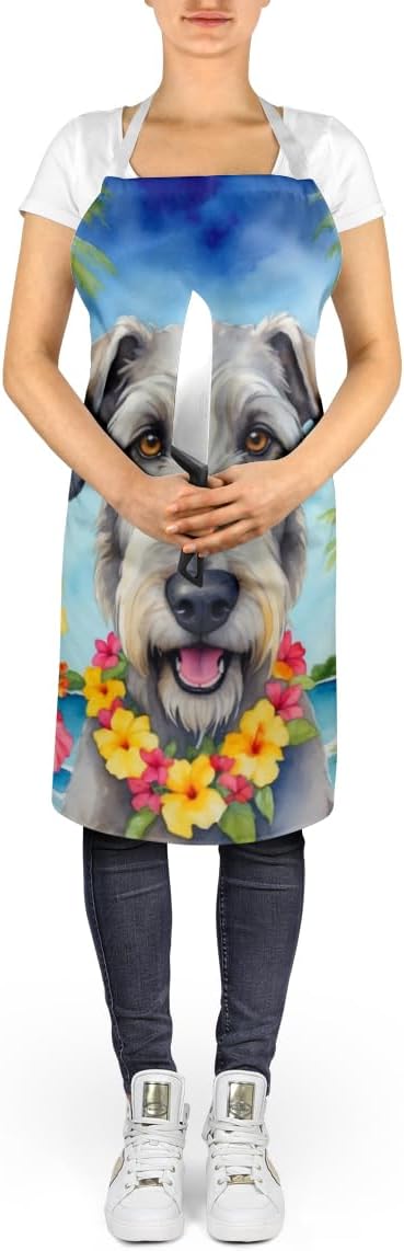 Caroline's Treasures Irish Wolfhound Luau Apron Cooking Kitchen Server Baking Crafts Gardening for Adult Women Men, Unisex, Large, Multicolor