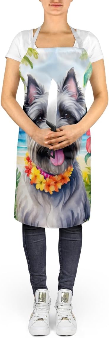 Caroline's Treasures Skye Terrier Luau Apron Cooking Kitchen Server Baking Crafts Gardening for Adult Women Men, Unisex, Large, Multicolor