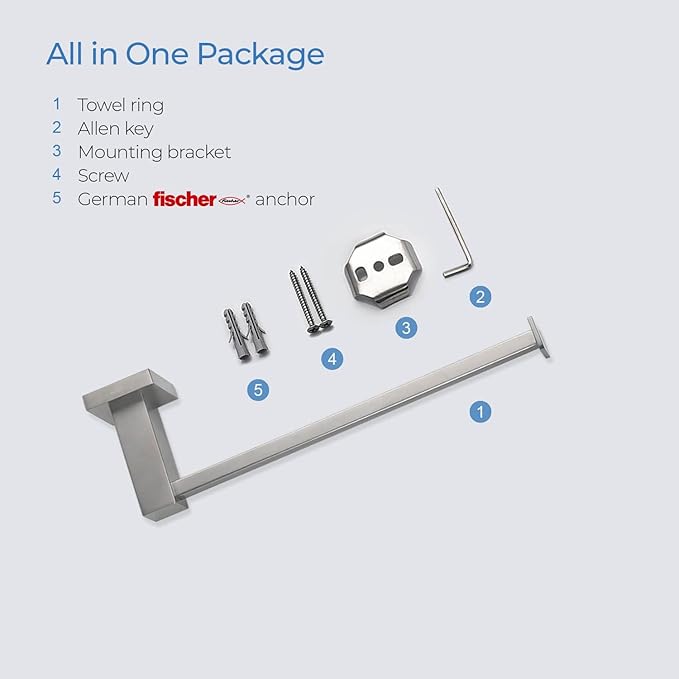 KIBI Cube 10 Inch Hand Towel Bar in Brushed Nickel | Solid Brass, Wall Mounted, Rust-Resistant Finish Bathroom Towel Holder for Bathroom, Kitchen, Washroom | Modern & Durable Design (KBA1503BN)