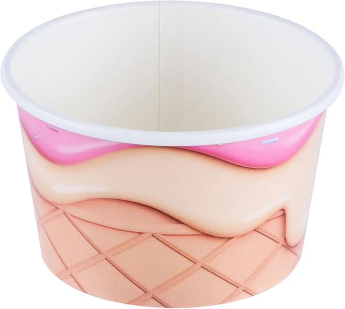 Restaurantware Ice Cream Cups 200 Pack of 8 oz Leak-Resistant Disposable Dessert Bowl Frozen Yogurt Cup Round Paper Container For Cold And Hot Desserts