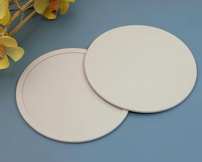 ONLYKXY 3 Pieces 3.93 Inch Silicone Coasters, Round Coasters for Drinks, Beverage Coffee Tea Coaster (Light White)