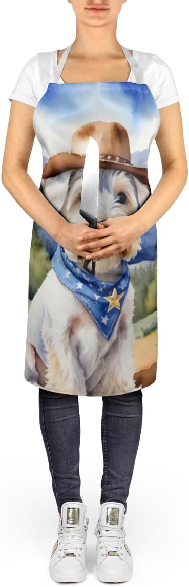 Caroline's Treasures Sealyham Terrier Cowboy Welcome Apron Cooking Kitchen Server Baking Crafts Gardening for Adult Women Men, Unisex, Large, Multicolor