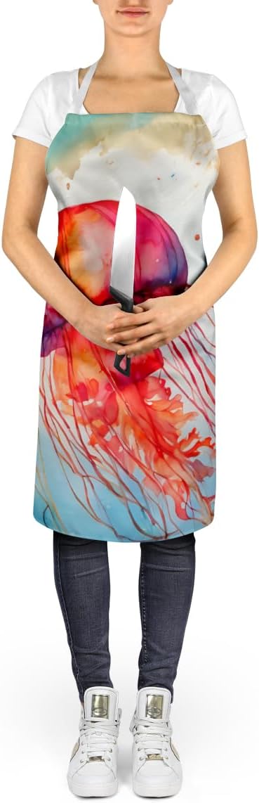 Caroline's Treasures Jellyfish Apron Cooking Kitchen Server Baking Crafts Gardening for Adult Women Men, Unisex, Large, Multicolor