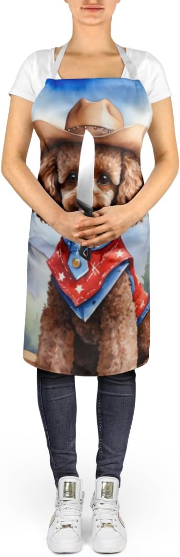 Caroline's Treasures Poodle Cowboy Welcome Apron Cooking Kitchen Server Baking Crafts Gardening for Adult Women Men, Unisex, Large, Multicolor