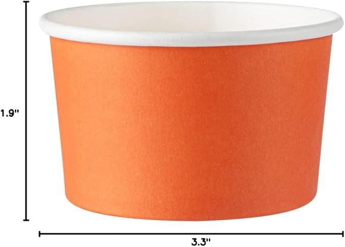 Coppetta 5-Ounce Dessert Cups, 50 Disposable Ice Cream Cups - Lids Sold Separately, Sturdy, Orange Paper Frozen Yogurt Bowls, For Hot And Cold Foods, Perfect For Gelato Or Mousse - Restaurantware
