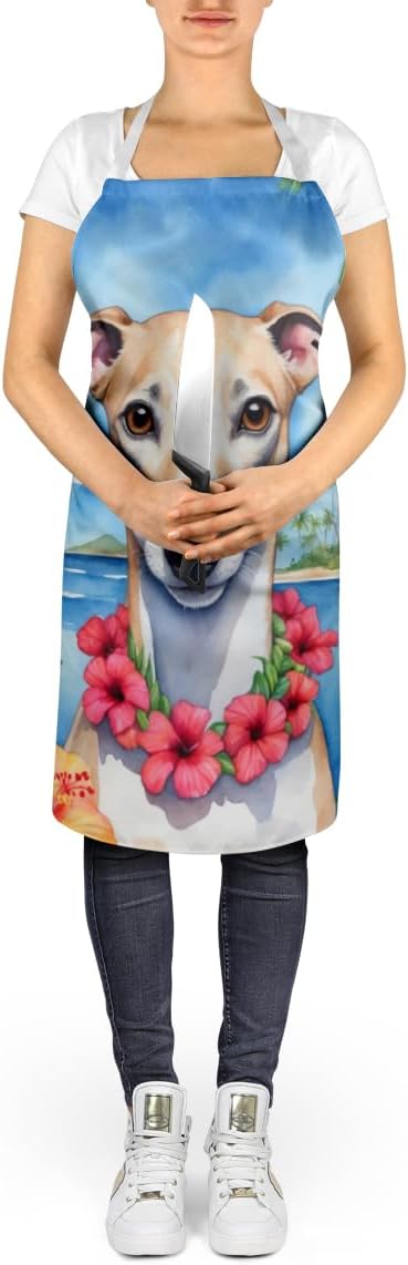 Caroline's Treasures Whippet Luau Apron Cooking Kitchen Server Baking Crafts Gardening for Adult Women Men, Unisex, Large, Multicolor