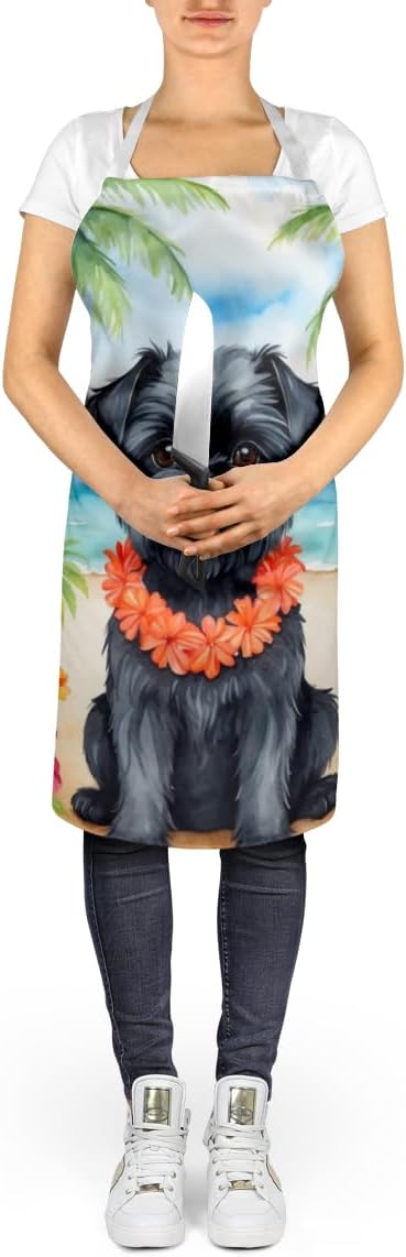 Caroline's Treasures Affenpinscher Luau Apron Cooking Kitchen Server Baking Crafts Gardening for Adult Women Men, Unisex, Large, Multicolor