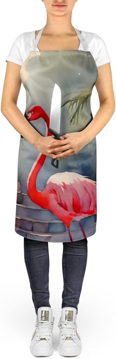 Caroline's Treasures Flamingo Apron Cooking Kitchen Server Baking Crafts Gardening for Adult Women Men, Unisex, Large, Multicolor