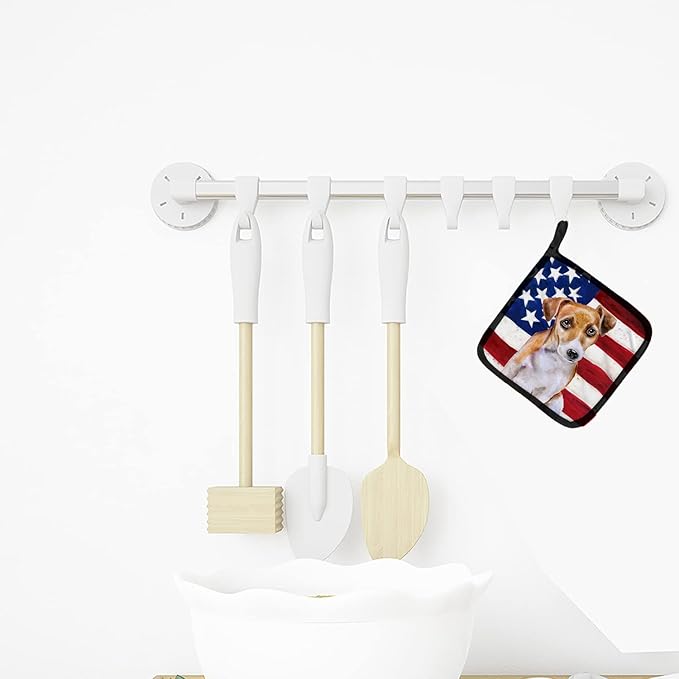 Caroline's Treasures BB9713PTHD Jack Russell Terrier #2 Patriotic Pair of Pot Holders Kitchen Heat Resistant Pot Holders Sets Oven Hot Pads for Cooking Baking BBQ, 7 1/2 x 7 1/2