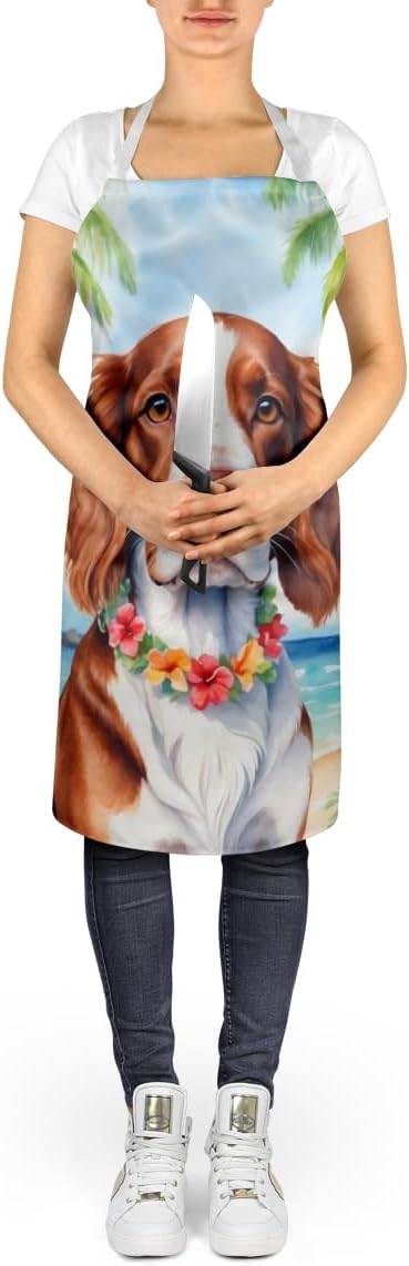 Caroline's Treasures Welsh Springer Spaniel Luau Apron Cooking Kitchen Server Baking Crafts Gardening for Adult Women Men, Unisex, Large, Multicolor