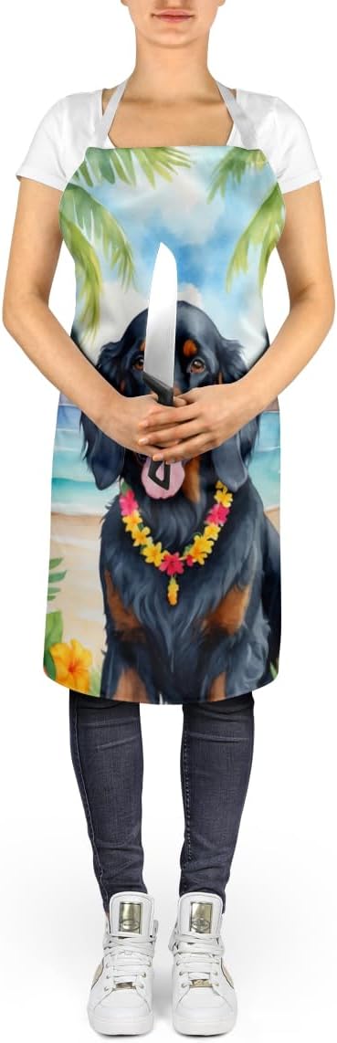Caroline's Treasures Gordon Setter Luau Apron Cooking Kitchen Server Baking Crafts Gardening for Adult Women Men, Unisex, Large, Multicolor