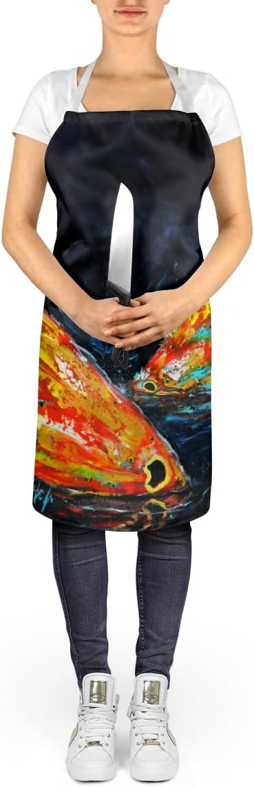 Caroline's Treasures Red Fish Two Tales Apron Cooking Kitchen Server Baking Crafts Gardening for Adult Women Men, Unisex, Large, Multicolor