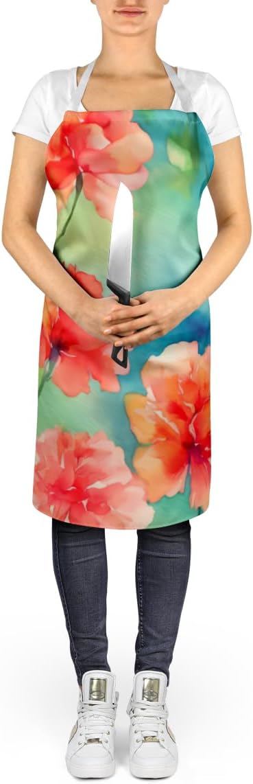 Caroline's Treasures Carnations in Watercolor Apron Cooking Kitchen Server Baking Crafts Gardening for Adult Women Men, Unisex, Large, Multicolor