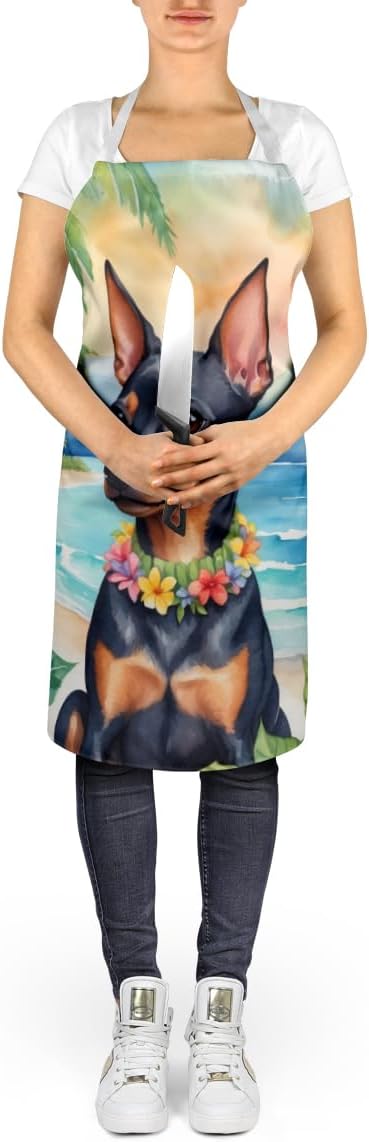 Caroline's Treasures Miniature Pinscher Luau Apron Cooking Kitchen Server Baking Crafts Gardening for Adult Women Men, Unisex, Large, Multicolor