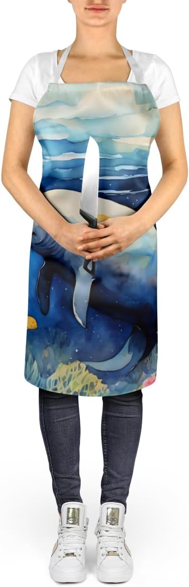 Caroline's Treasures Manatee Apron Cooking Kitchen Server Baking Crafts Gardening for Adult Women Men, Unisex, Large, Multicolor