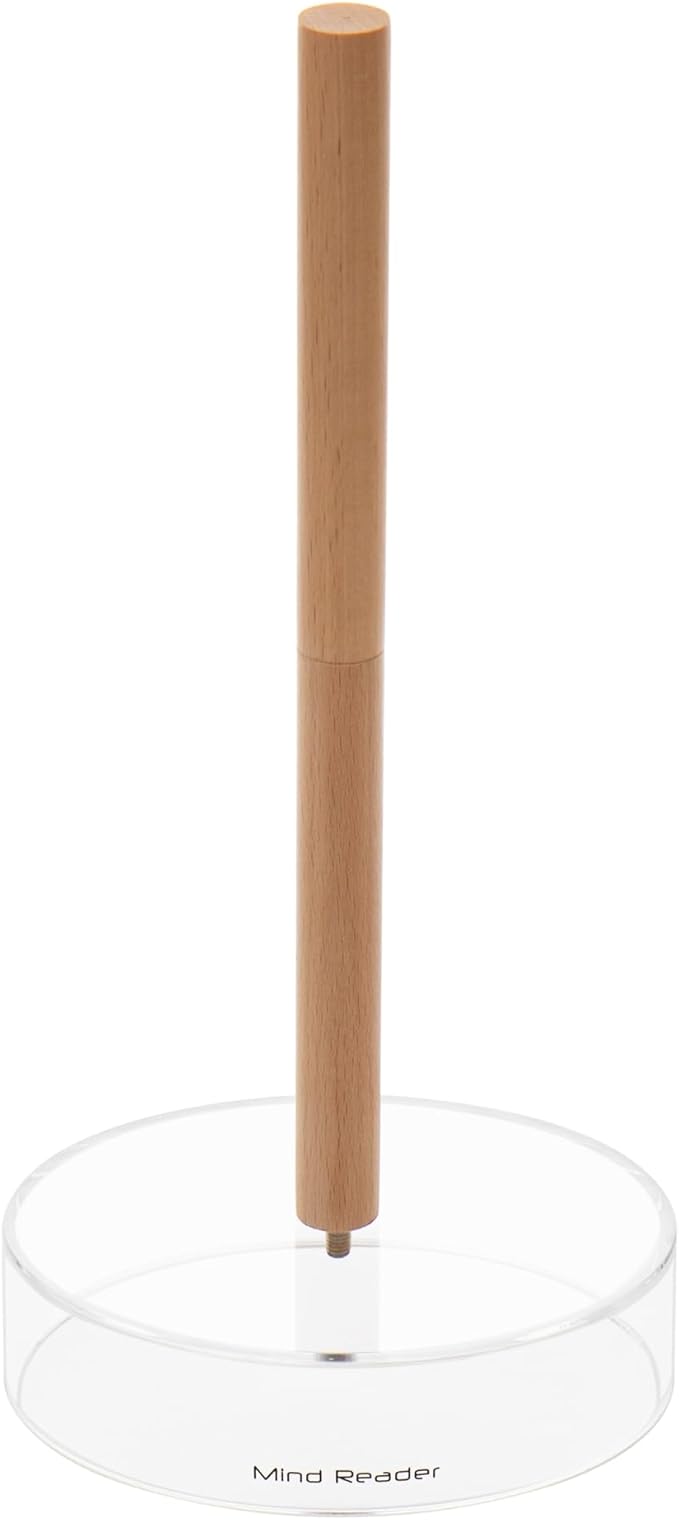 Mind Reader Paper Towel Holder, Kichen Storage, Countertop Organizer, Caddy, Kitchen, Acrylic, 6"L x 6"W x 14.65"H, Brown
