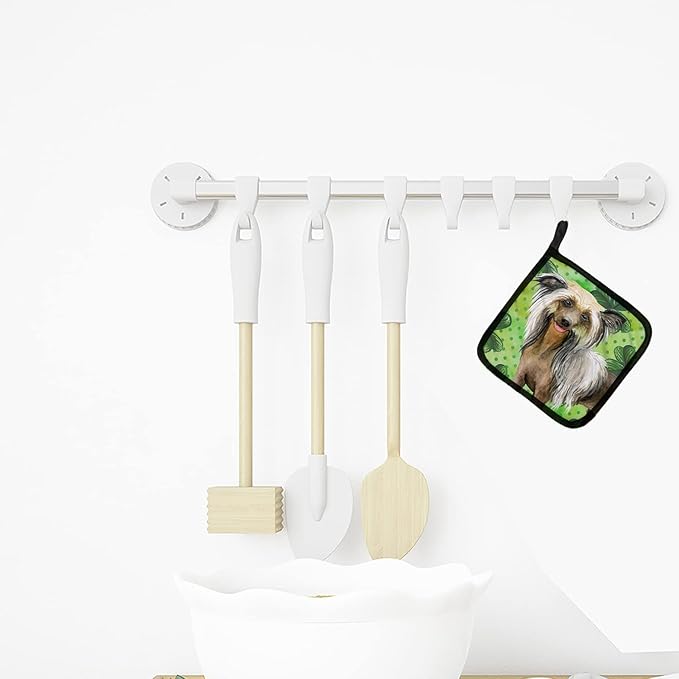 Caroline's Treasures BB9833PTHD Chinese Crested St Patrick's Pair of Pot Holders, Green Kitchen Heat Resistant Pot Holders Sets Oven Hot Pads for Cooking Baking BBQ, 7 1/2 x 7 1/2