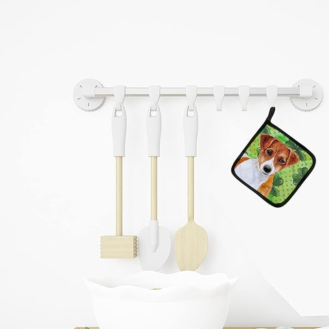 Caroline's Treasures BB9863PTHD Jack Russell Terrier St Patrick's Pair of Pot Holders, Green Kitchen Heat Resistant Pot Holders Sets Oven Hot Pads for Cooking Baking BBQ, 7 1/2 x 7 1/2