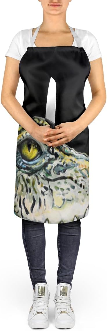 Caroline's Treasures Bite Me Alligator Apron Cooking Kitchen Server Baking Crafts Gardening for Adult Women Men, Unisex, Large, Multicolor