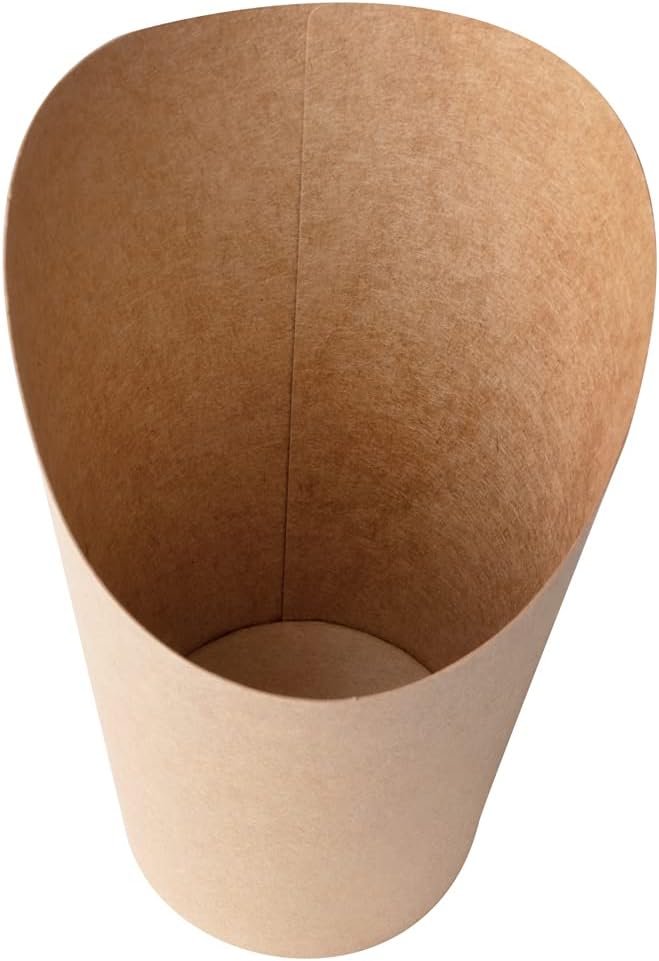 Restaurantware Bio Tek 16 Ounce French Fry Containers 100 Disposable Charcuterie Cups - Incline Design Round Kraft Paper French Fry Cups Stackable For Waffles Chips or Popcorn