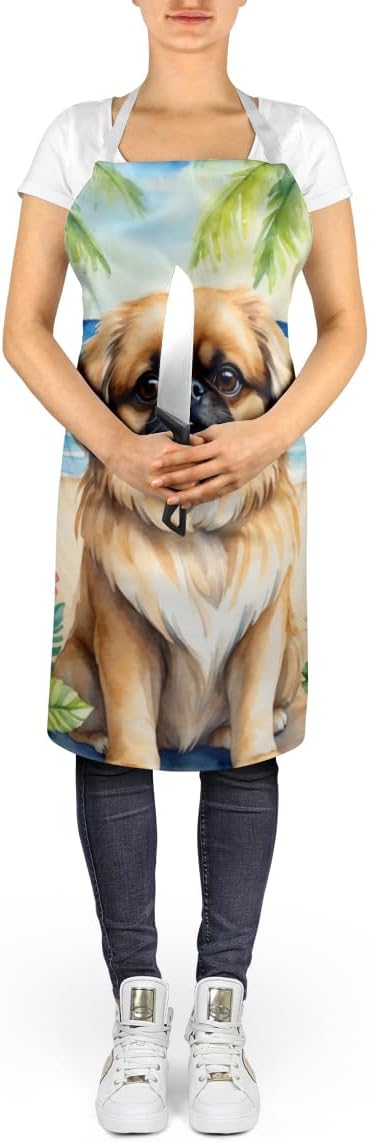 Caroline's Treasures Pekingese Luau Apron Cooking Kitchen Server Baking Crafts Gardening for Adult Women Men, Unisex, Large, Multicolor