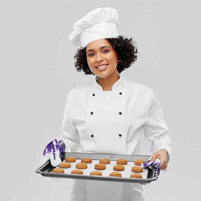 Mxocom Lavender Flowers Oven Mitts and Pot Holders Sets Purple Blooming Flower Silicone Heat Resistant Kitchen Oven Gloves Pot Holder for Cooking