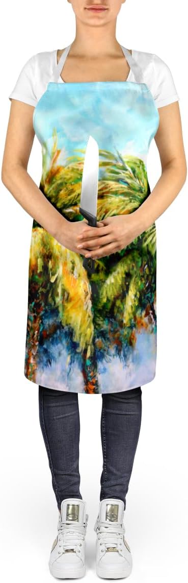 Caroline's Treasures Summer Breezes Palm Tree Apron Cooking Kitchen Server Baking Crafts Gardening for Adult Women Men, Unisex, Large, Multicolor