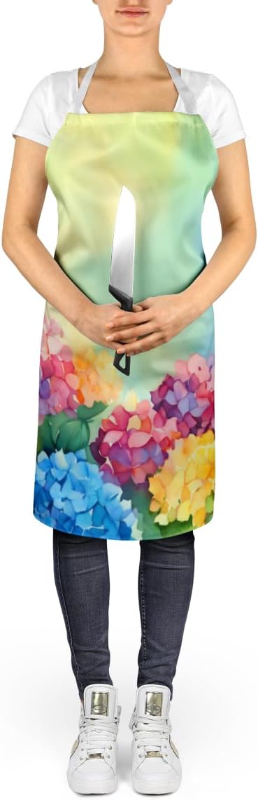 Caroline's Treasures Hydrangeas in Watercolor Apron Cooking Kitchen Server Baking Crafts Gardening for Adult Women Men, Unisex, Large, Multicolor