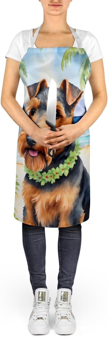 Caroline's Treasures Welsh Terrier Luau Apron Cooking Kitchen Server Baking Crafts Gardening for Adult Women Men, Unisex, Large, Multicolor