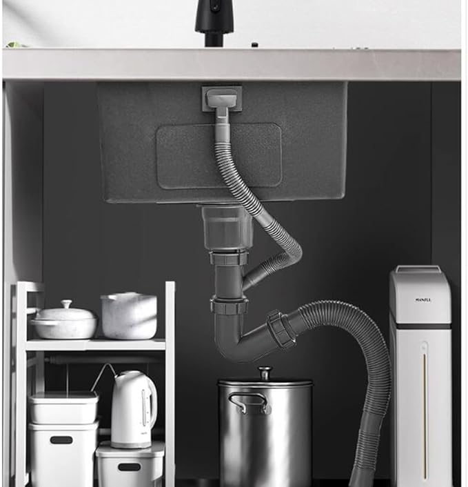 Single Bowl Restaurant Studio Bar Siphon Sink with Faucet Stainless Steel Small Size Single Bowl Sink Easy to Clean Sink Kitchen Washing Basin (Black 42 * 35 * 21cm)