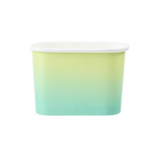 Restaurantware Paper Cups 200 Count 12 Ounce Square Disposable Ice Cream Containers, Leak-Resistant Paper Dessert To Go Cups, Hot And Cold Food, Durable Teal And Green Ombre Design