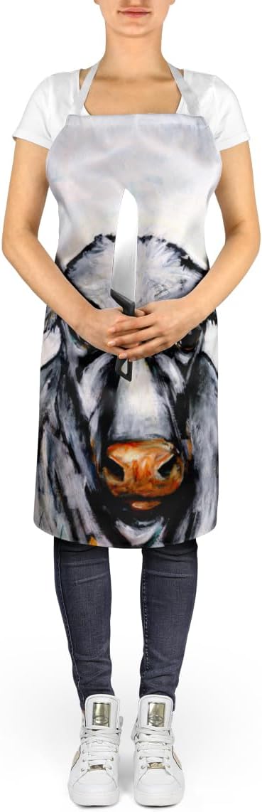 Caroline's Treasures Bessie the Cow Apron Cooking Kitchen Server Baking Crafts Gardening for Adult Women Men, Unisex, Large, Multicolor